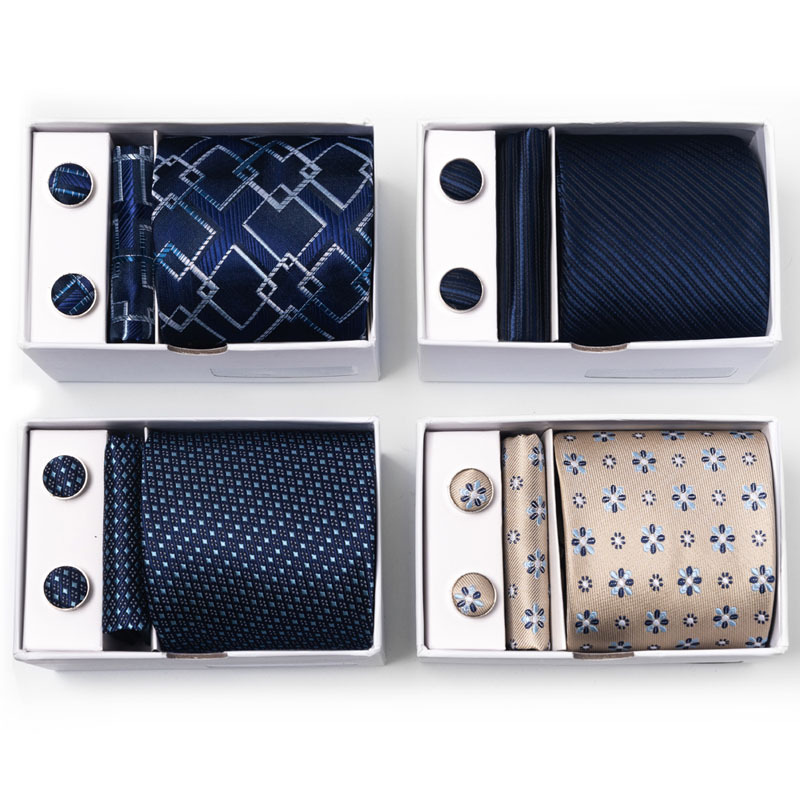 Neck Tie Set Box - Yeni erkek Çiçek Puantiyeli Çok renkli